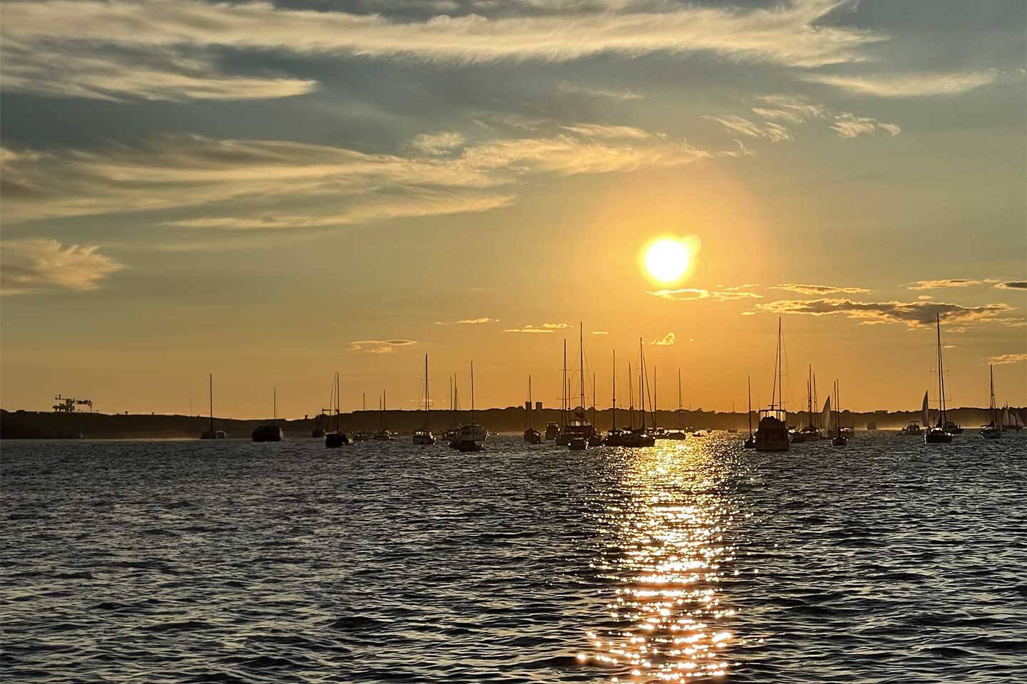 Sunset on water newport